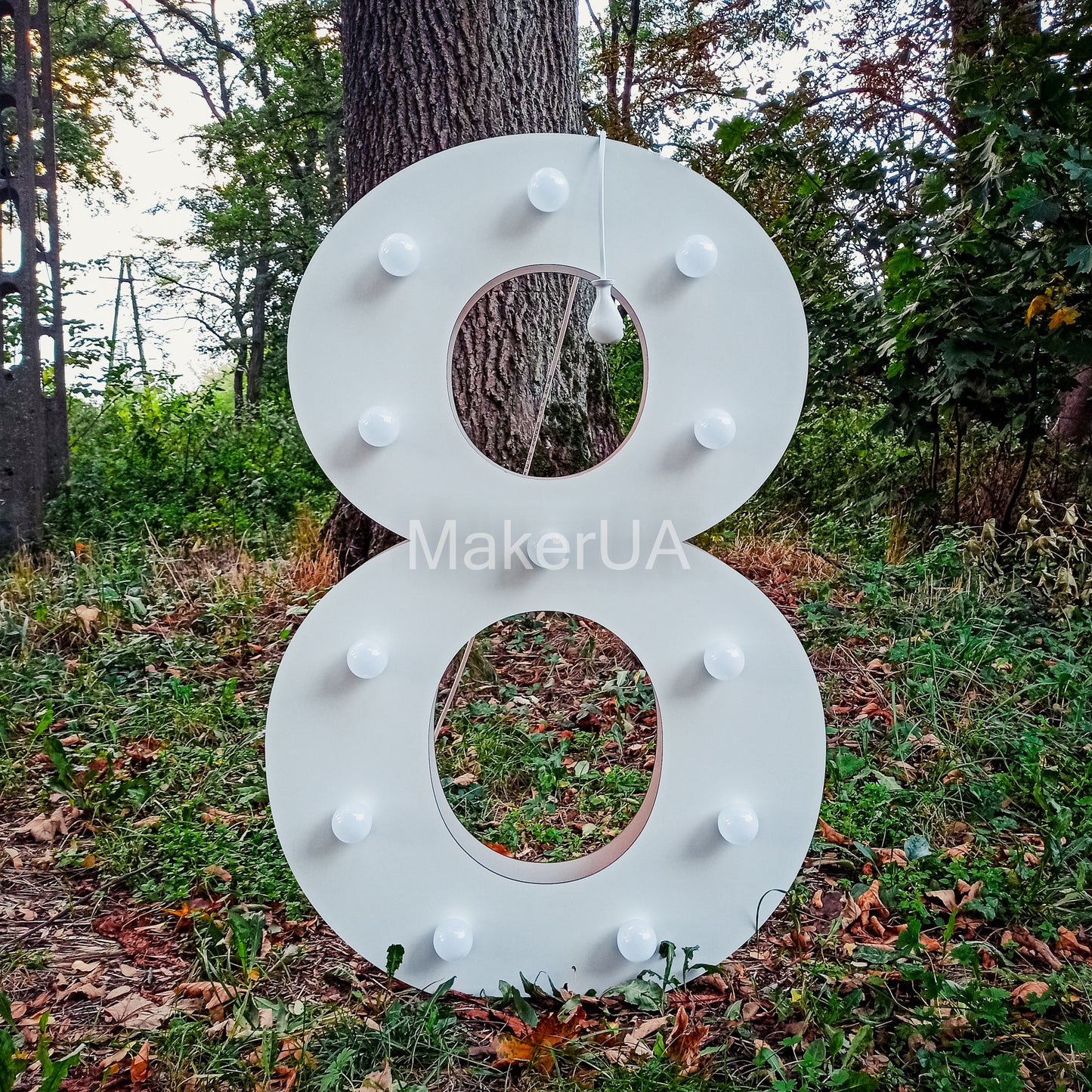 Number 8 Eight birthday 1m (3.3ft) + LED Light Bulbs marquee numbers neon sign backdrop white decoration large giant big party props decor NHW8