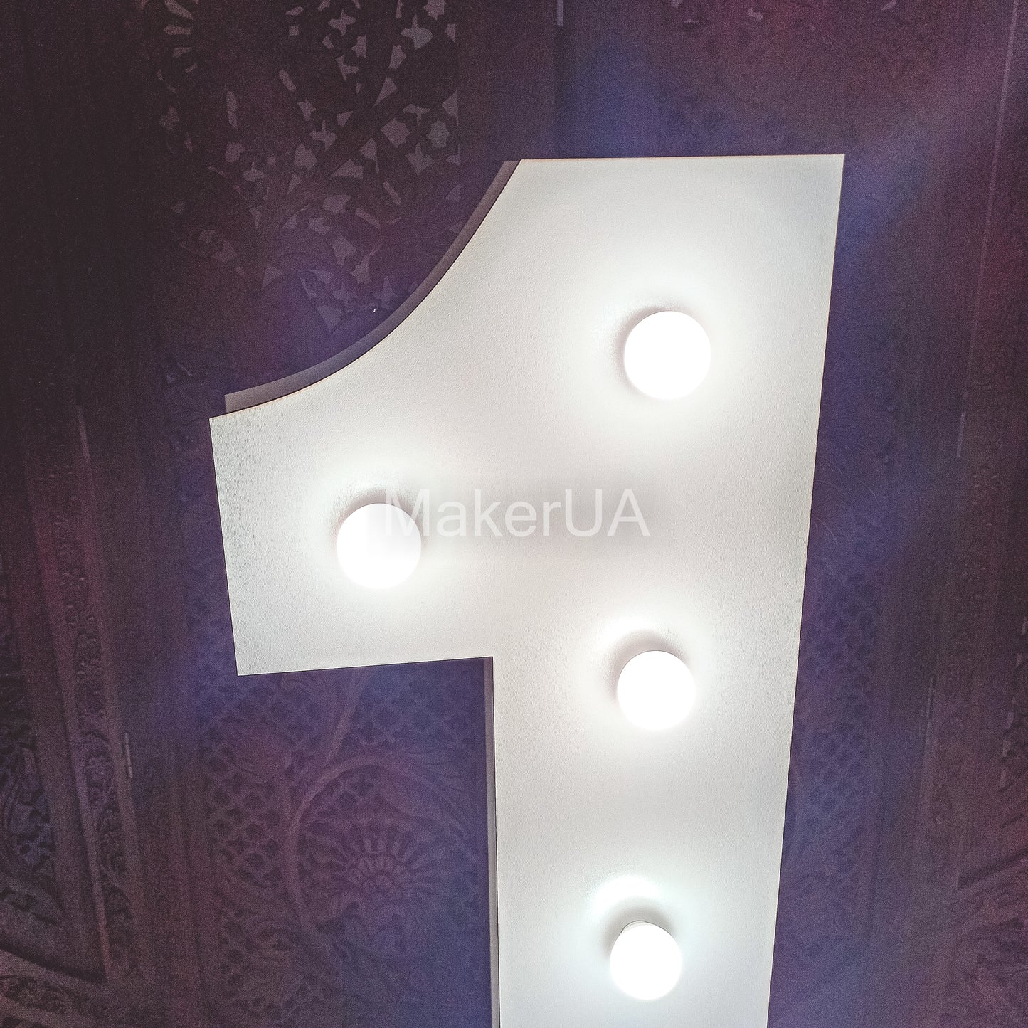 Number 1 One 1st First birthday 1m (3.3ft) + LED Light Bulbs marquee numbers neon sign backdrop white decoration large giant big party props decor NHW1