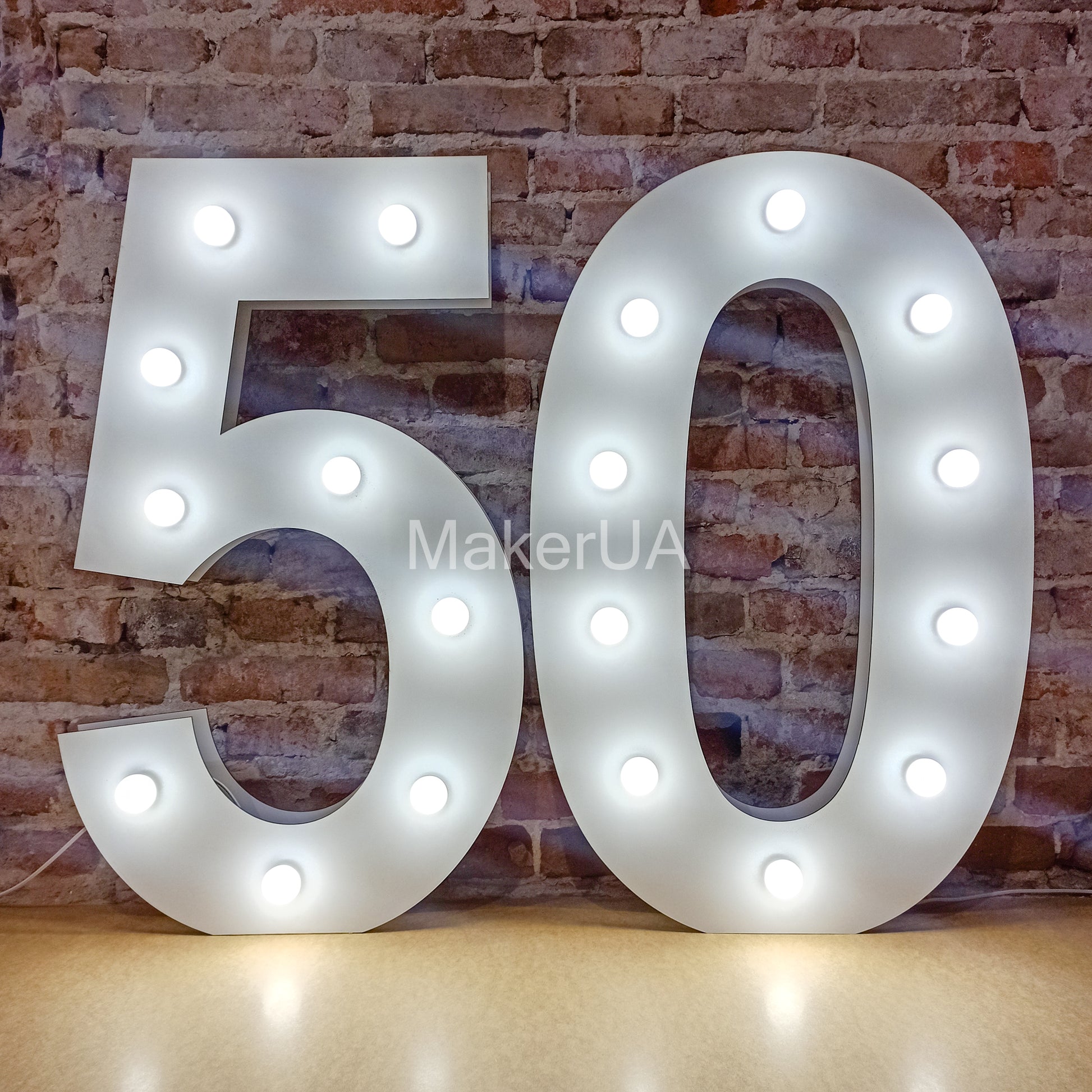 Numbers 0-9 1m 3.3ft + Lamps light up marquee letters led neon sign backdrop birthday decoration large giant huge party props decor NHW - MakerUA