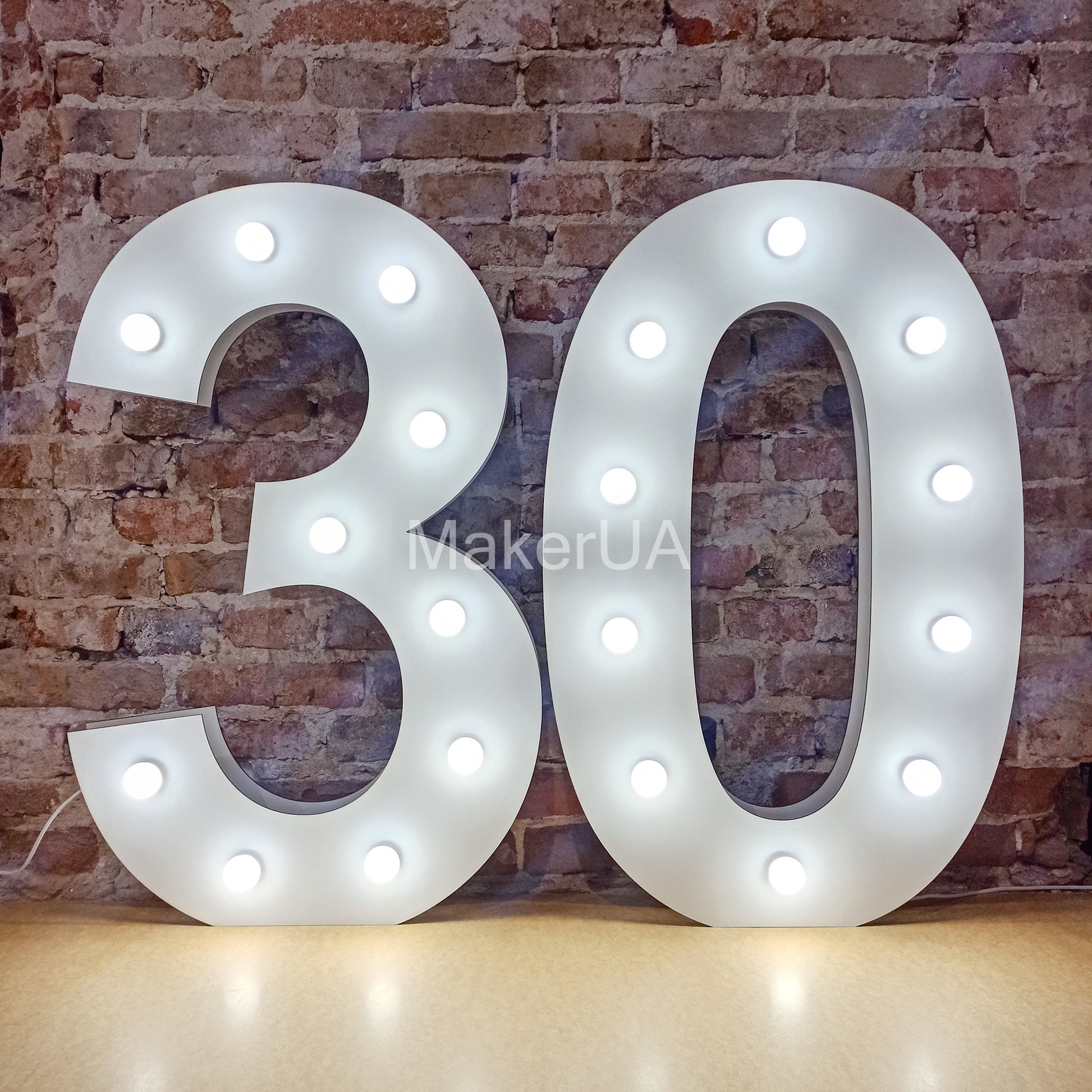 Numbers 0-9 1m 3.3ft + Lamps light up marquee letters led neon sign backdrop birthday decoration large giant huge party props decor NHW - MakerUA