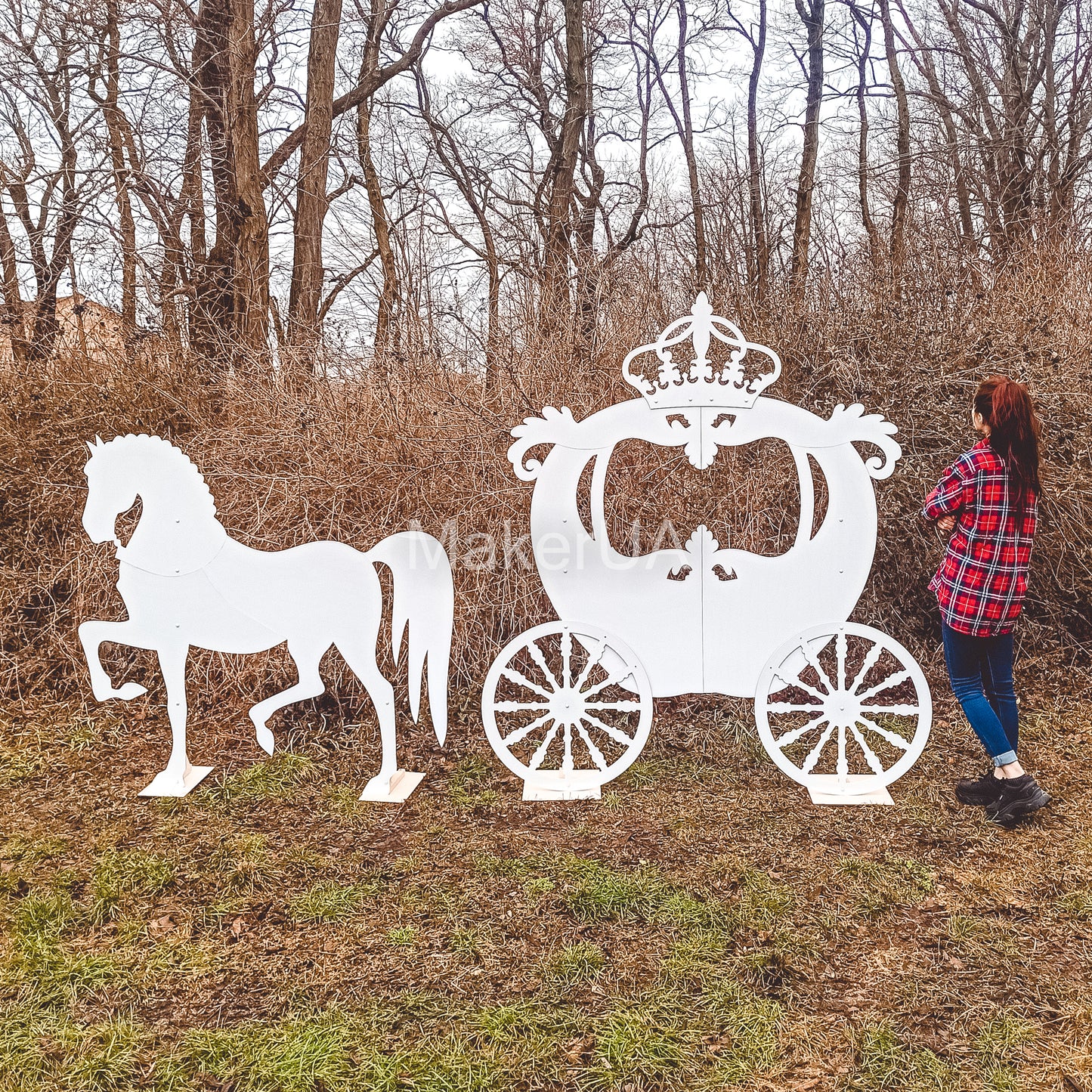 Horse Carriage Decorations birthday wedding baby shower princess girl decor free standing life size unicorn coach event party props photo booth