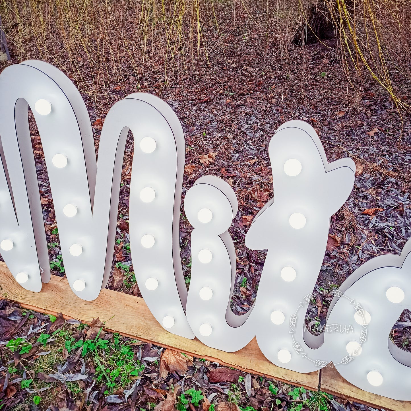 Letters MIŁOŚĆ illuminated with LED lights 3D decoration for wedding hall marquee love - MakerUA