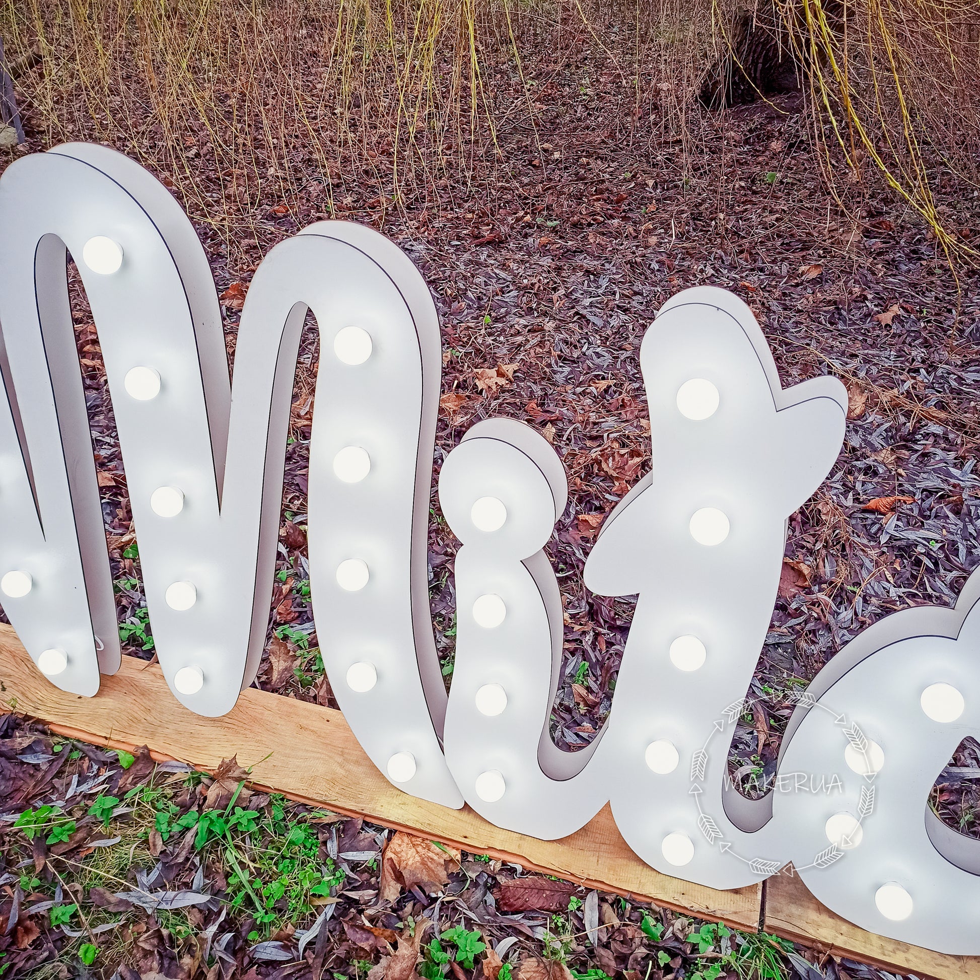 Letters MIŁOŚĆ illuminated with LED lights 3D decoration for wedding hall marquee love - MakerUA