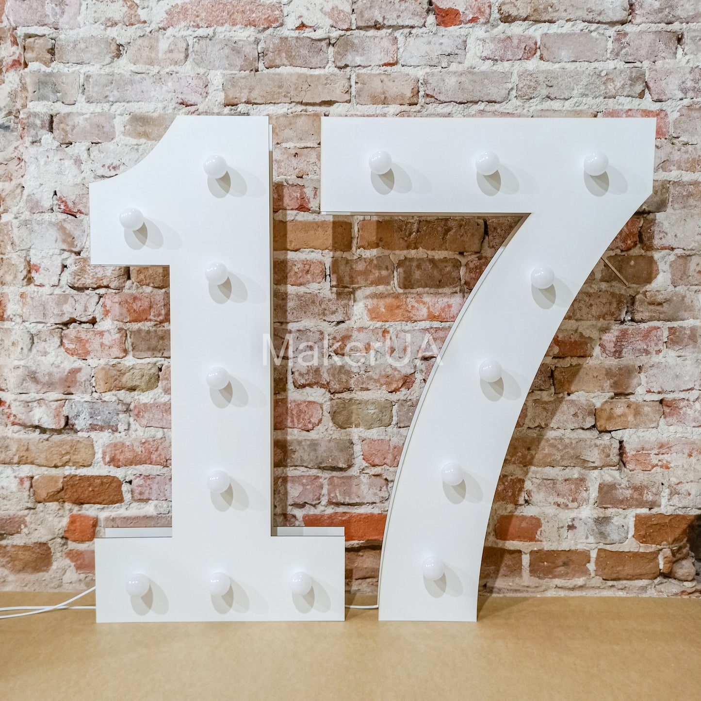 Number 17 Seventeen birthday 1m (3.3ft) + LED Light Bulbs marquee numbers neon sign backdrop white decoration large giant big party props decor NHW17