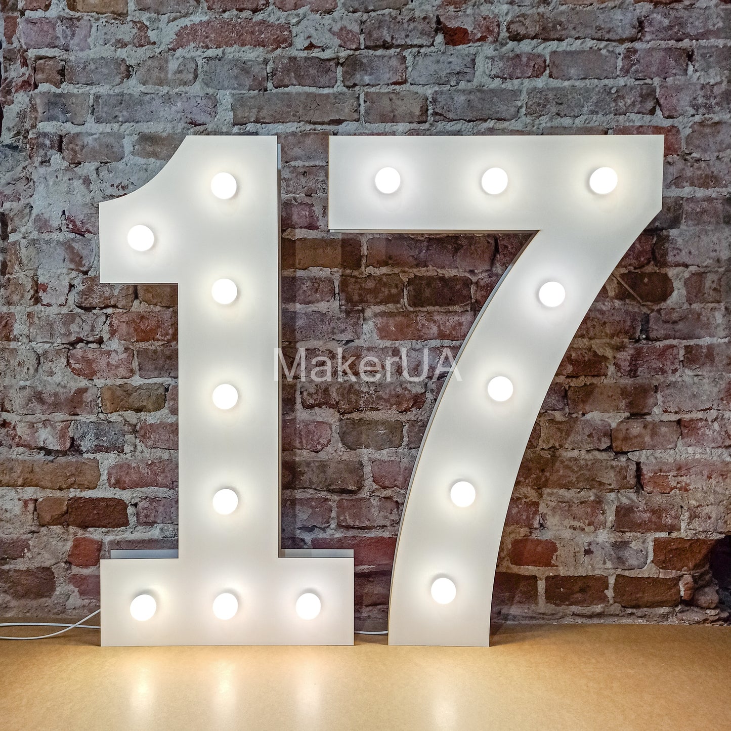 Number 17 Seventeen birthday 1m (3.3ft) + LED Light Bulbs marquee numbers neon sign backdrop white decoration large giant big party props decor NHW17