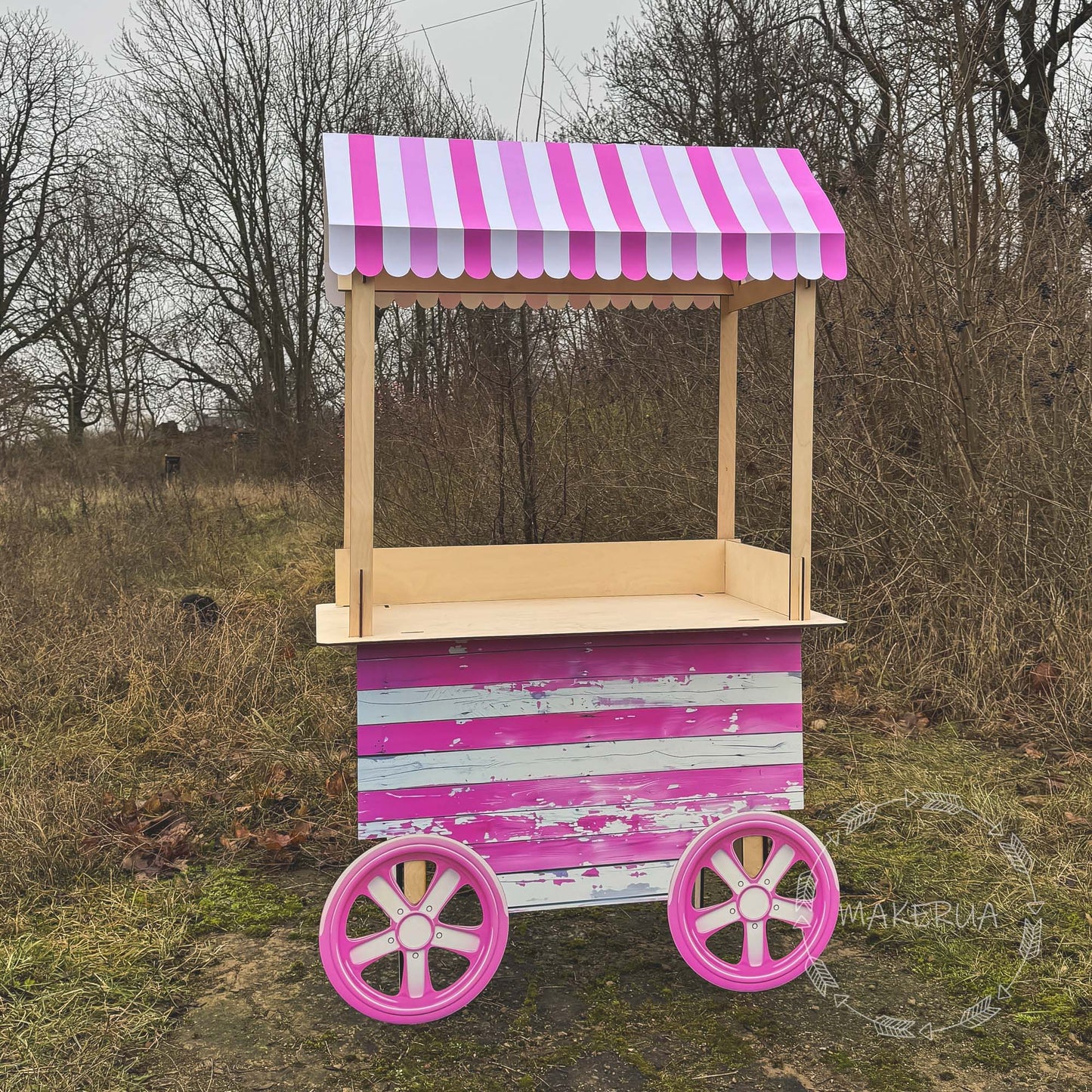 Sweet Candy Cart Birthday Wedding Party Props Decorations Cake Stand Table Barbie Pink Girl Wheel Display Carriage Bar Baby Shower Event Decor