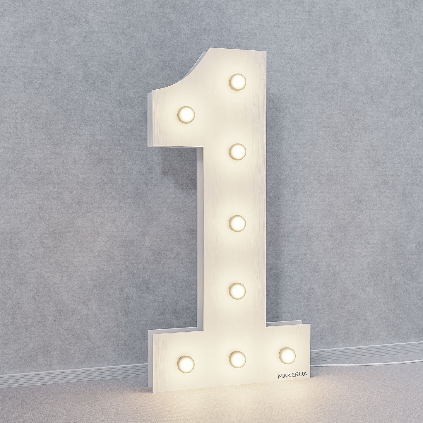 Number 1 One 1st First birthday 1m (3.3ft) + LED Light Bulbs marquee numbers neon sign backdrop white decoration large giant big party props decor NHW1