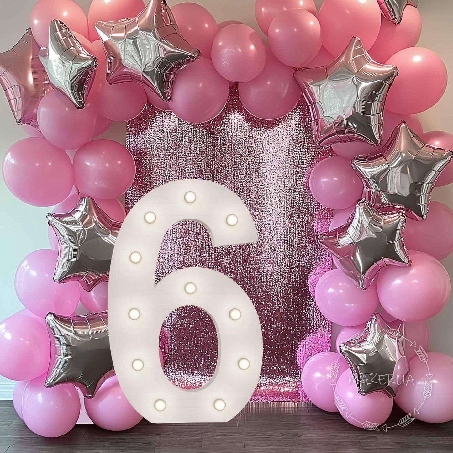 Number 6 Six birthday 1m (3.3ft) + LED Light Bulbs marquee numbers neon sign backdrop white decoration large giant big party props decor NHW6