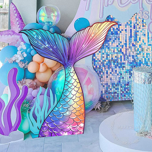 Mermaid Tail Decorations Under the Sea Party Props Decor Birthday cute themed cutout event photo backdrop baby shower girl shell