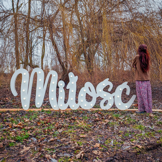 Letters MIŁOŚĆ illuminated with LED lights 3D decoration for wedding hall marquee love - MakerUA