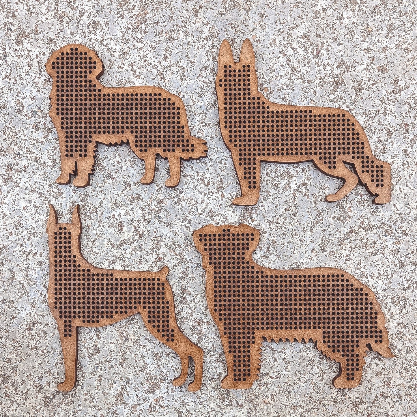 Set of 8 Cross Stitch Blank dog embroidery decorations pendant wooden shapes for DIY jewelry cute gift wood bead hobby thread home decor ornaments needlecraft style