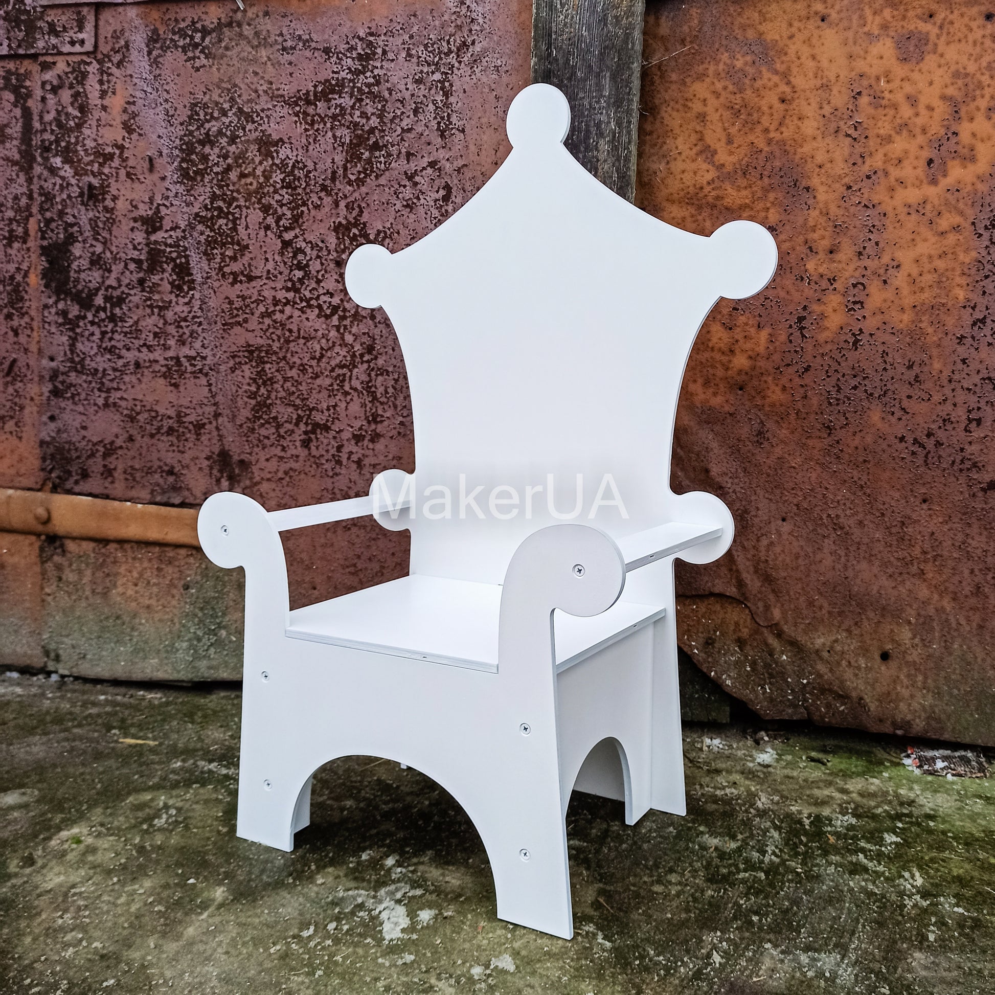 Wooden Throne Chair 01 birthday party decoration girl boy baby shower wood event party prop shop photo booth white pink blue balloon - MakerUA