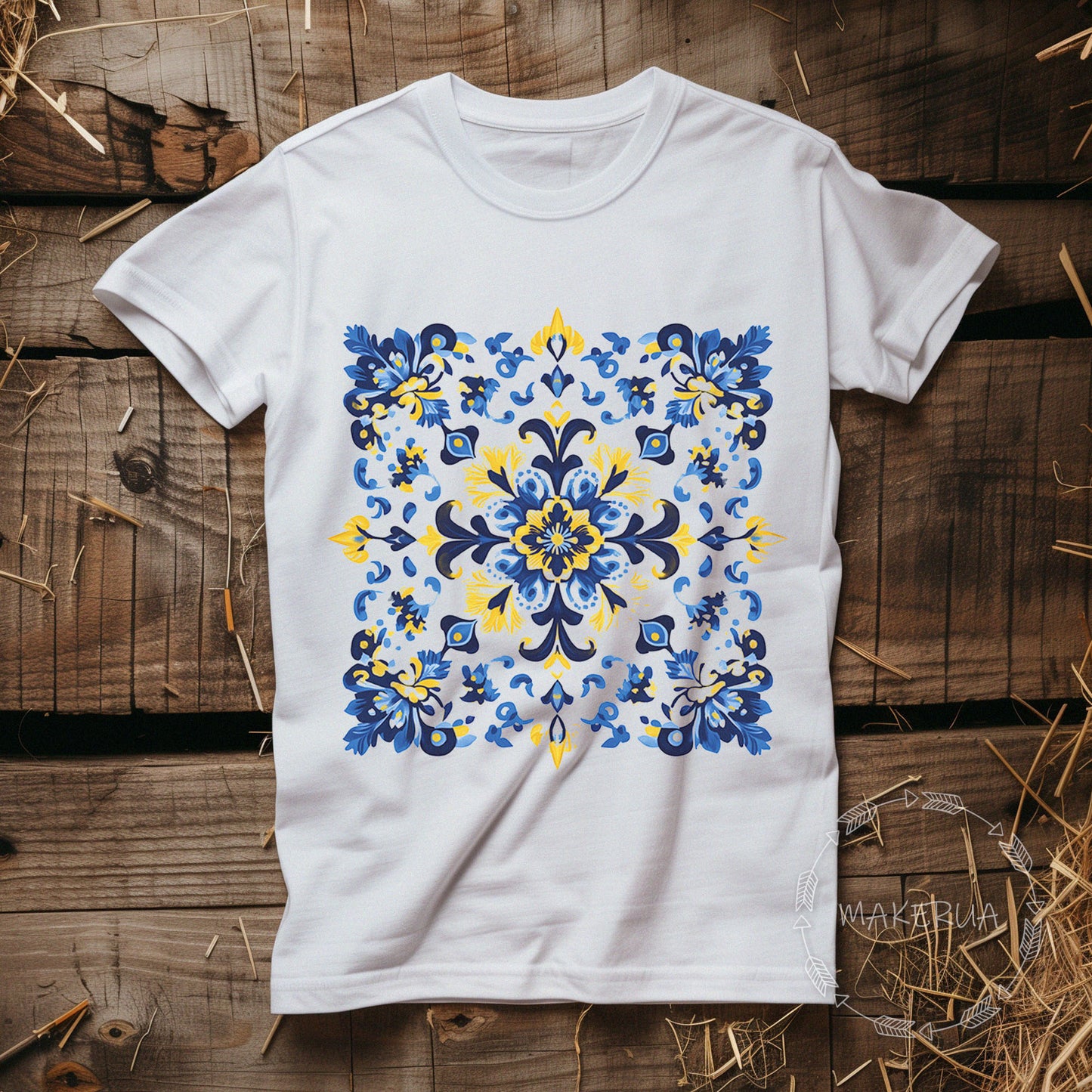 T-shirt Ukraine traditional national painted embroidery style carpet