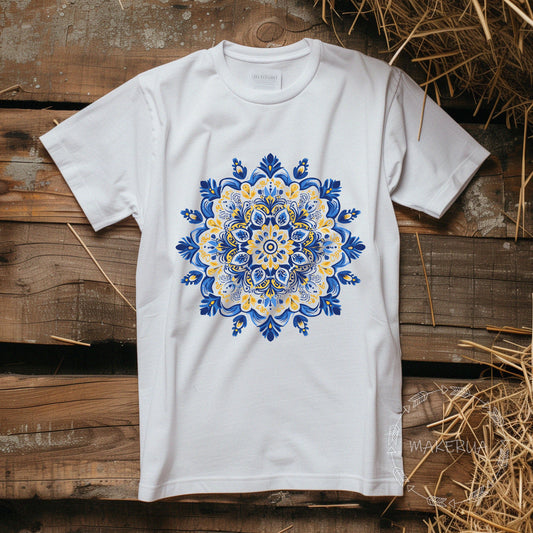 T-shirt Ukraine traditional national painted embroidery style mandala