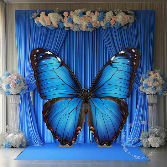 Butterfly Backdrop for birthday wedding event party styling photo booth prop balloon decoration arch blue wings christening stand panel decor