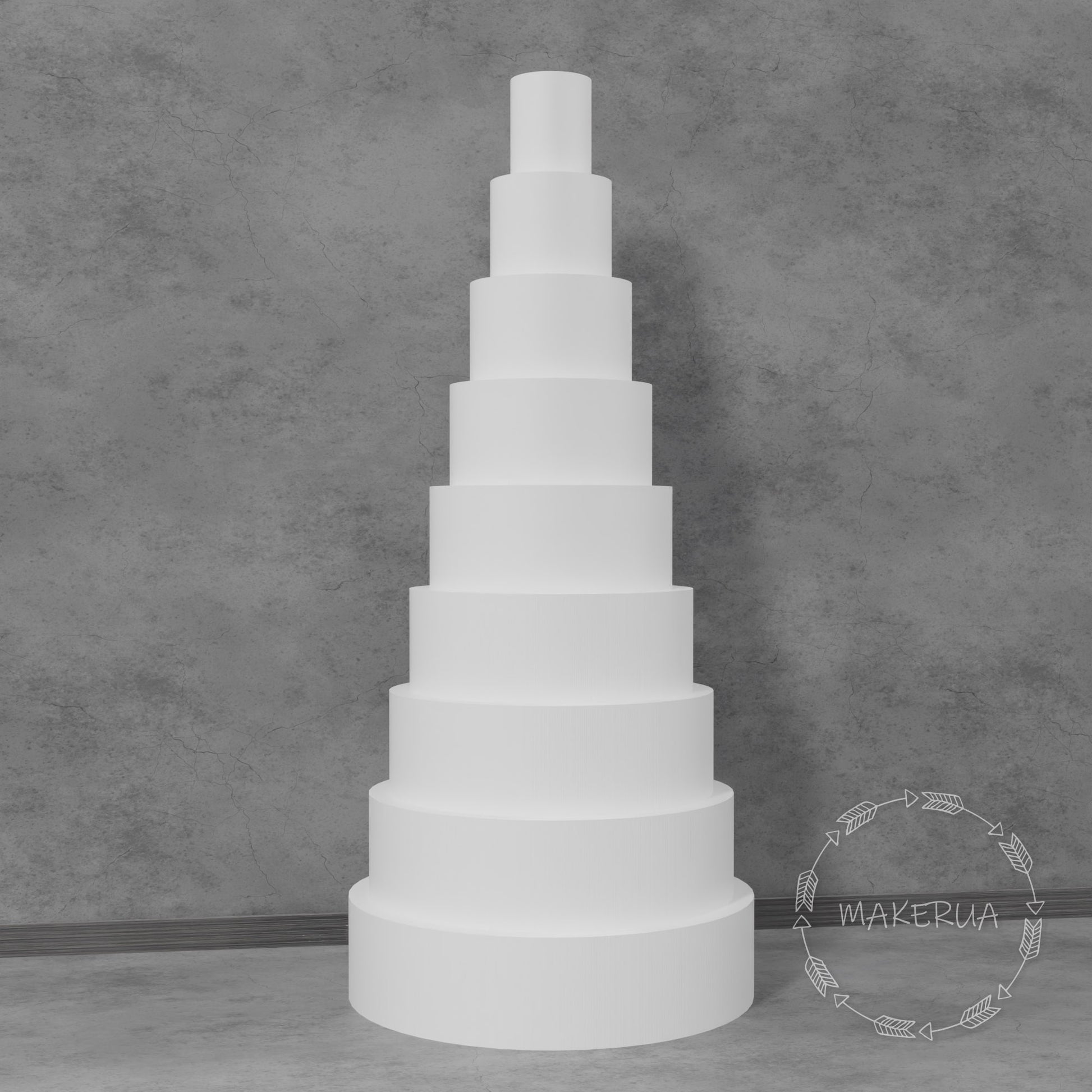Huge wedding fake cake by MakerUA, made of white plinth stand column cylinder pedestal display pillar.
