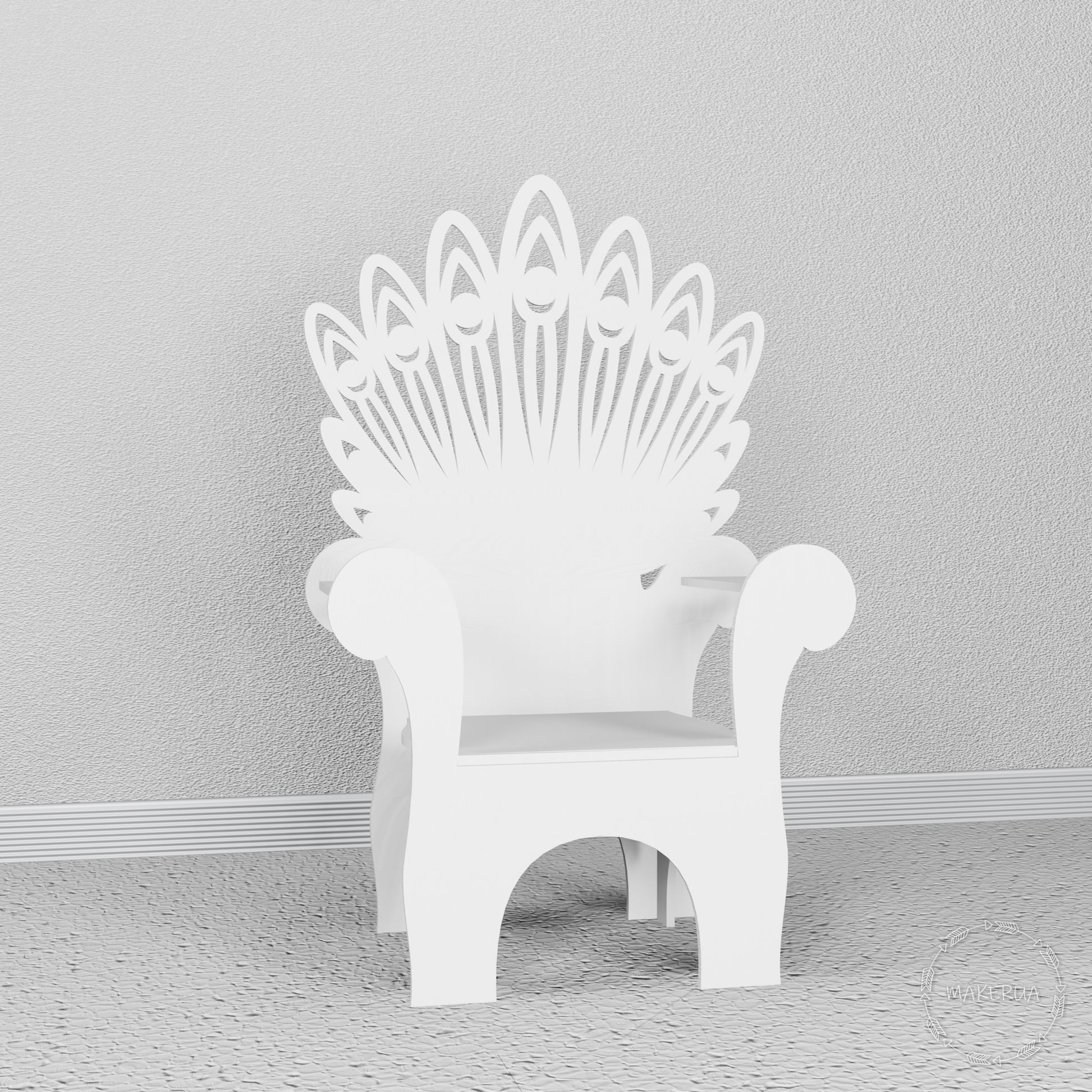 Wooden Throne Chair 13 peacock tail feather birthday party decoration girl boy baby shower wood event party prop shop photo booth arch - MakerUA