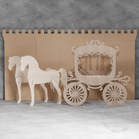 Set Birthday Party Princess Decorations Horse Carriage Cinderella Candy Cart Cake Table Rustic Wedding Backdrop Photo Booth Prop Event Decor