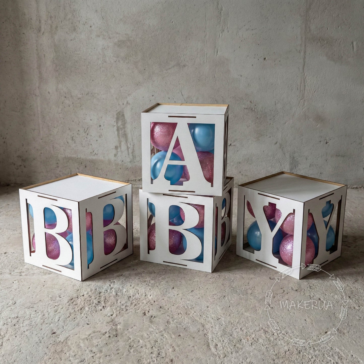 White Box with numbers letters 0-9 A-Z text baby name love Custom