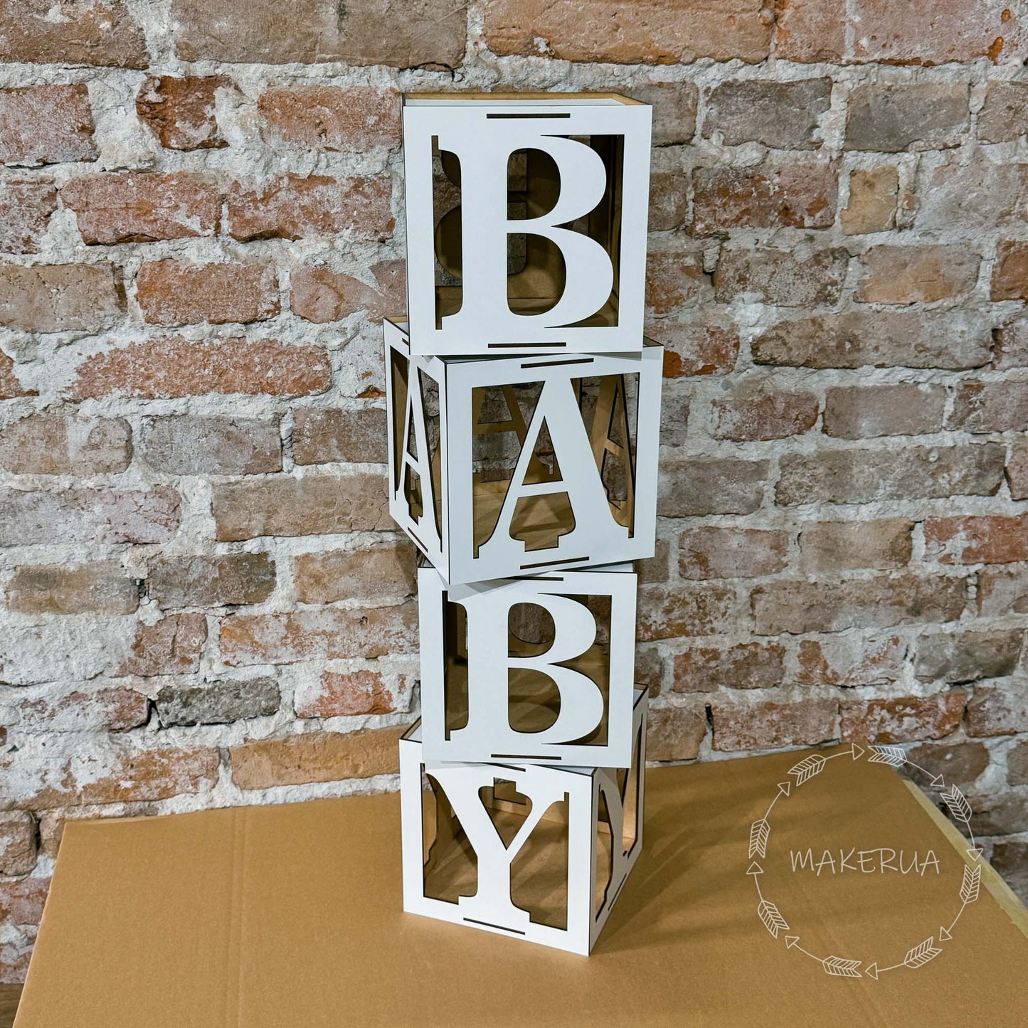 White Box with numbers letters 0-9 A-Z text baby name love Custom