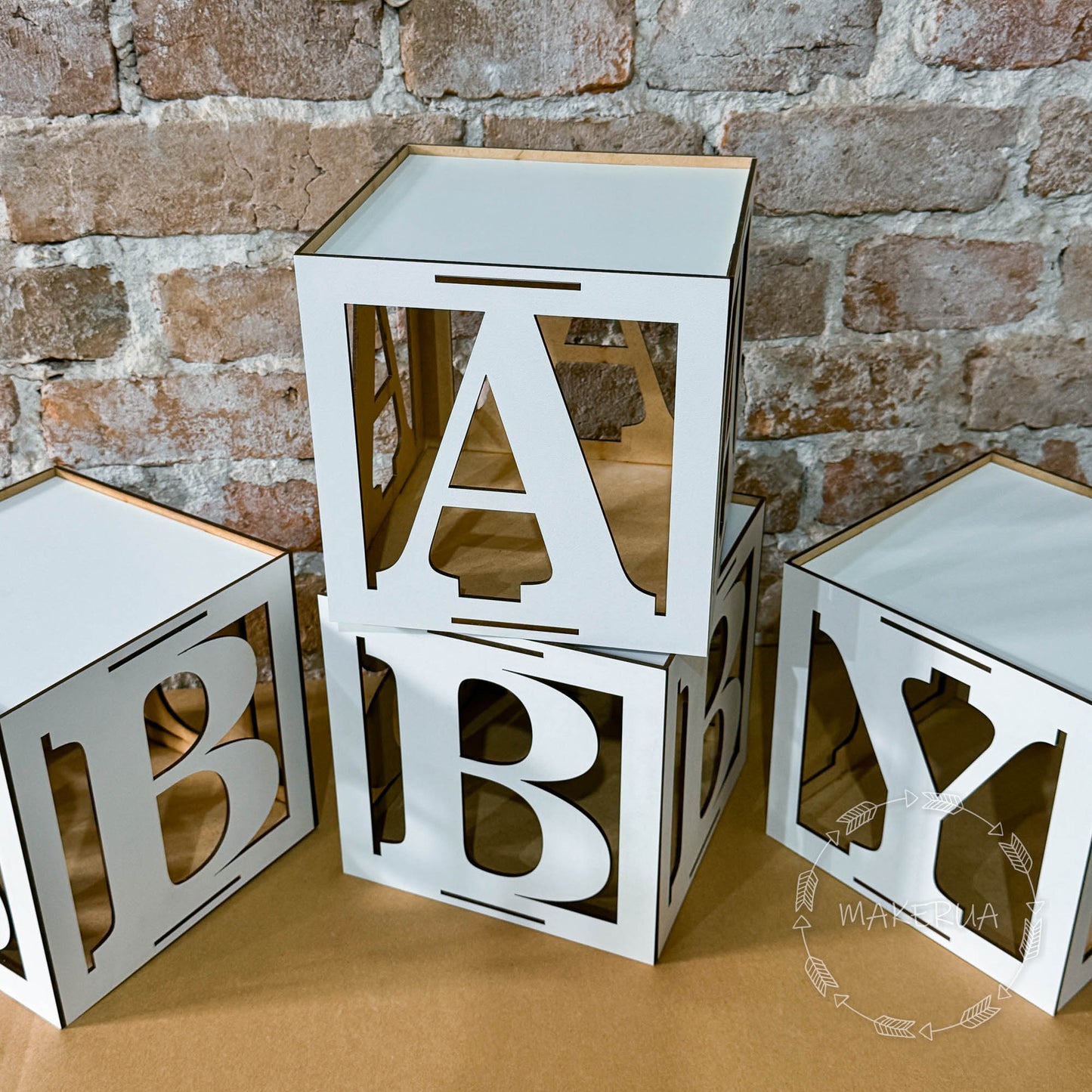 White Box with numbers letters 0-9 A-Z text baby name love Custom