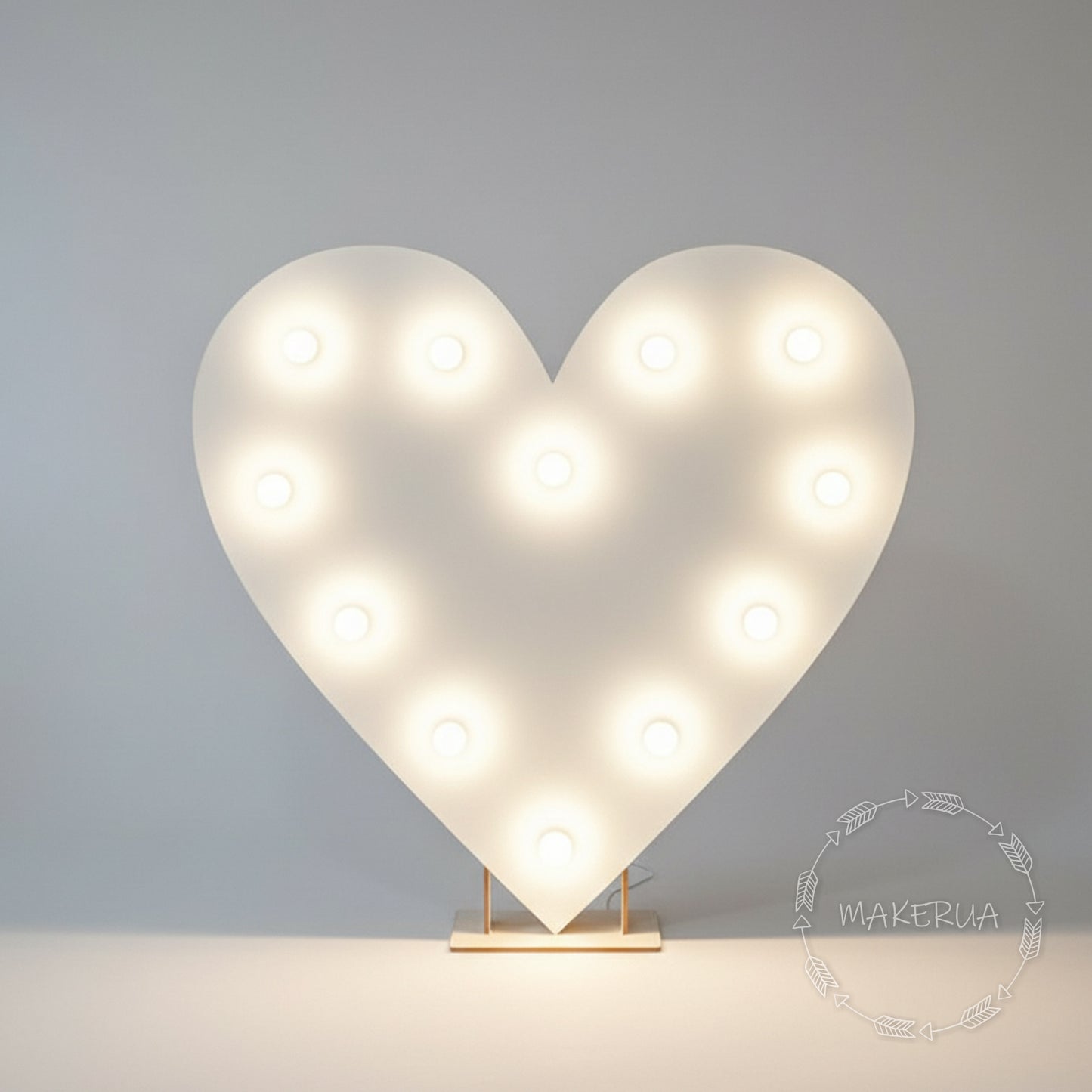 Marquee Heart shape led light decorations on a gray background.