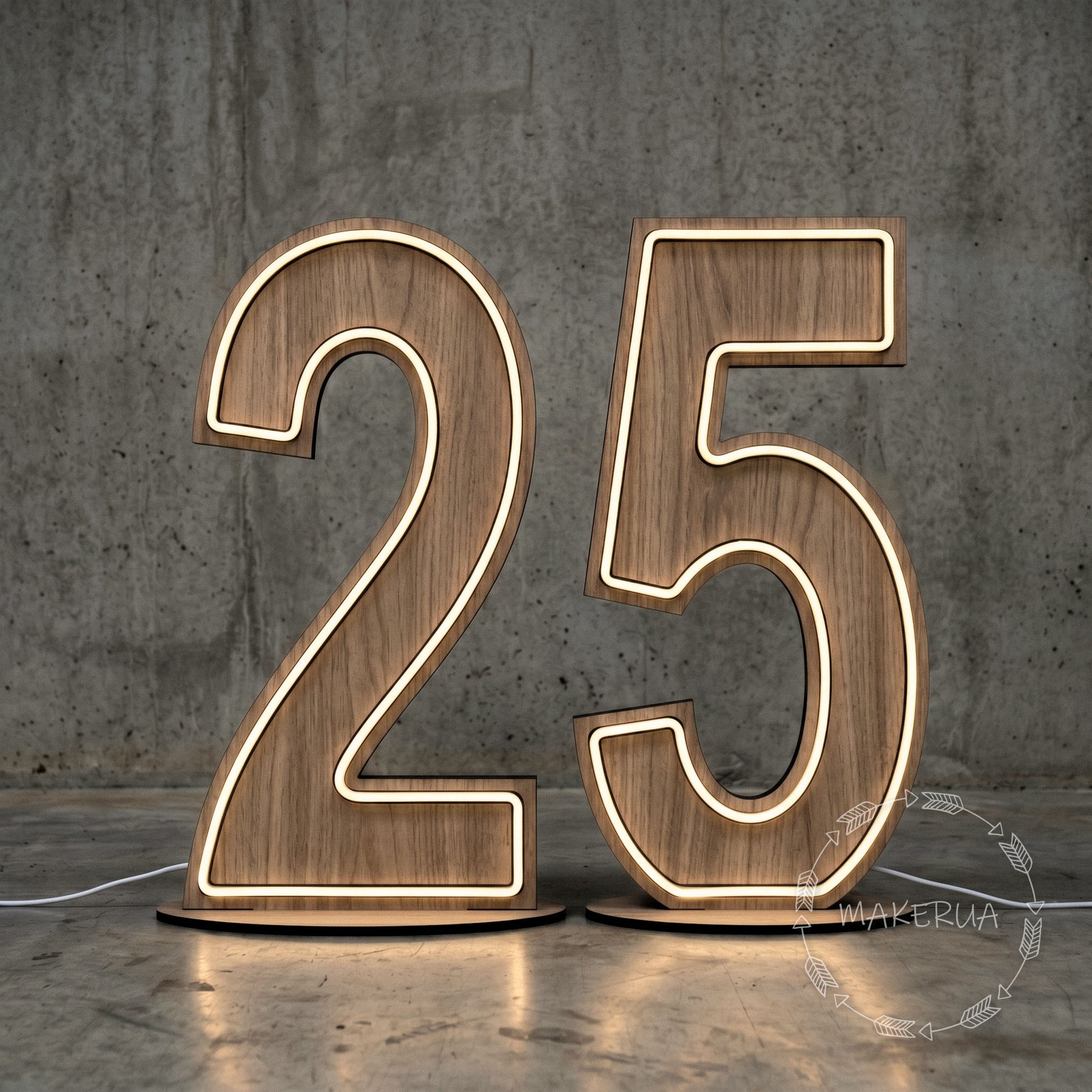 Custom LED Light Up Numbers Marquee Letters Giant Freestanding Neon Rustic Numbers Illuminated Birthday Party Decor Photo Zone Props rgb strip - MakerUA
