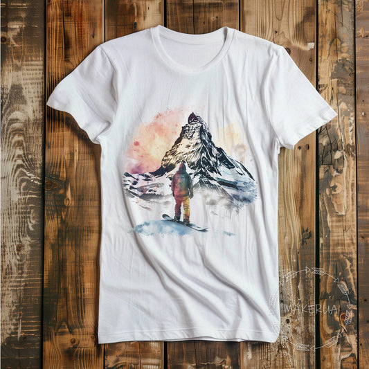 black T-shirt ski snowboard snow mountain patent sunset ride 3