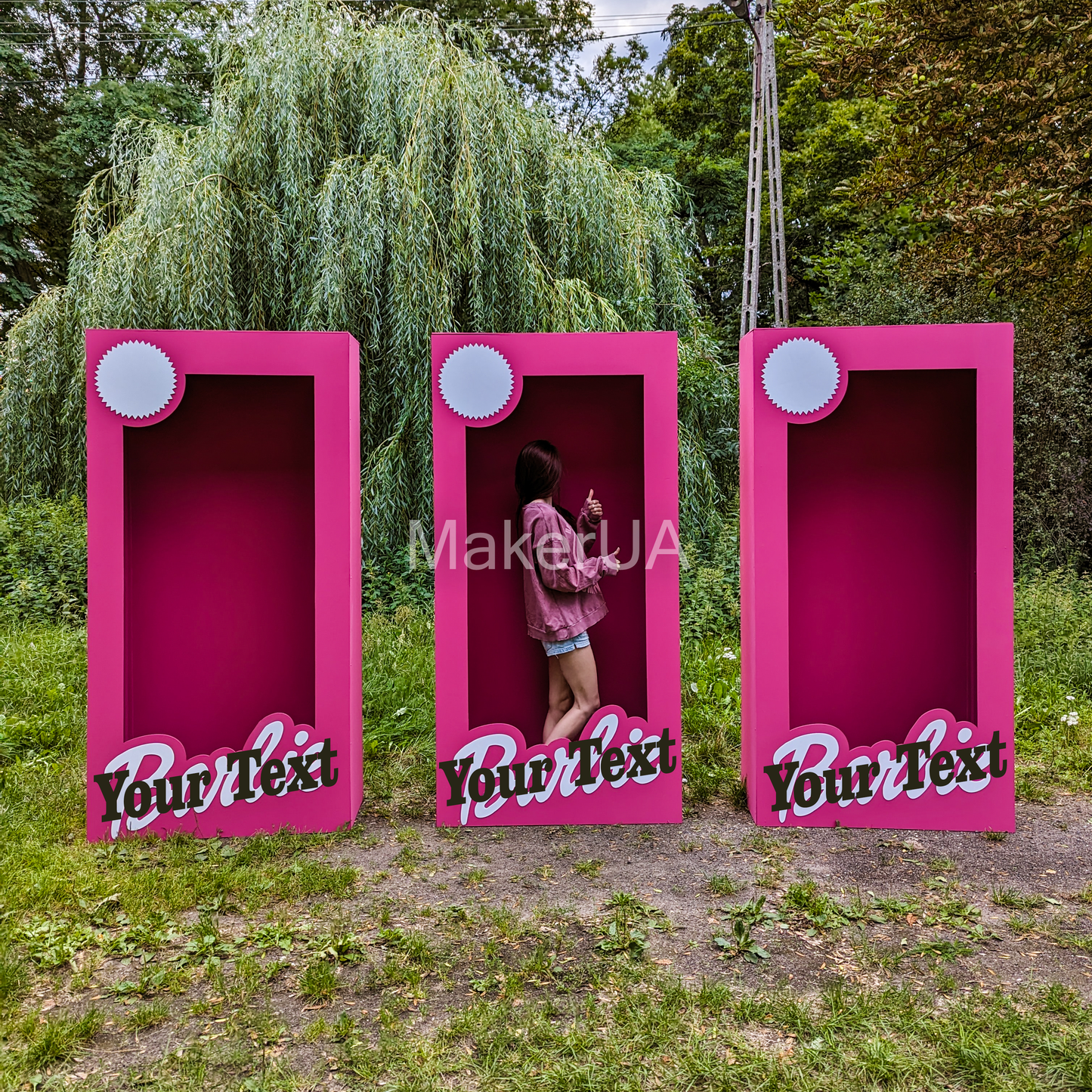 Pink Photo Box Decorations Birthday Party Prop Frame Life Size Lifesize Personalized Name Girl Booth Custom Decor