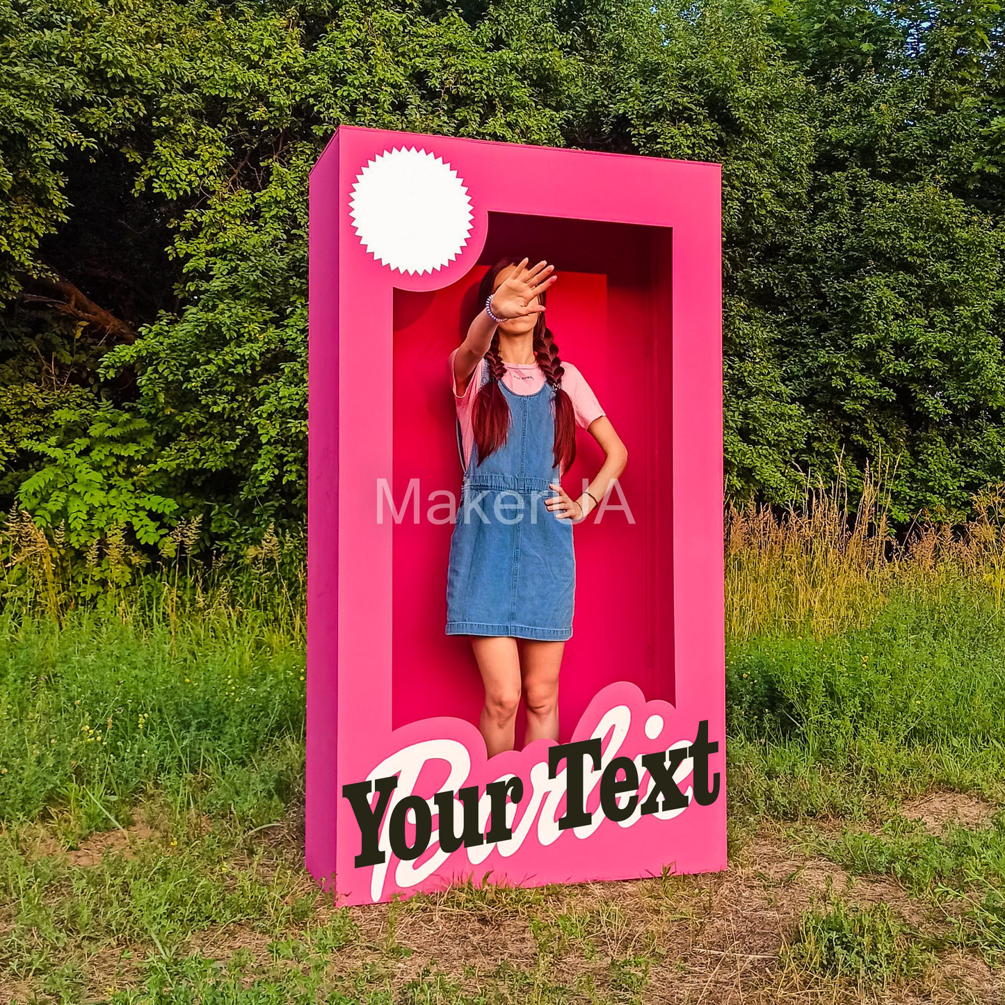 Pink Photo Box Decorations Birthday Party Prop Frame Life Size Lifesize Personalized Name Girl Booth Custom Decor