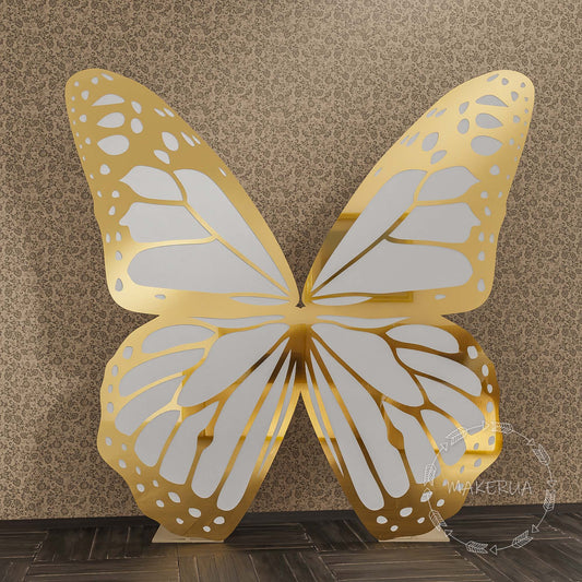Butterfly Gold White Wings Backdrop centerpiece decoration photo booth party prop event birthday wedding decor