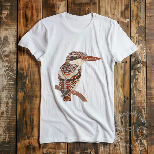 T-shirt kookaburra bird aborigines australia style white black tee shirt print gift birthday