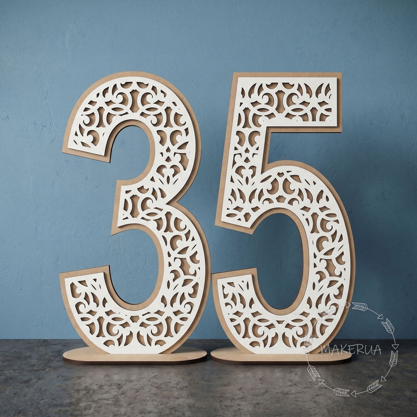 freestanding numbers, lace numbers, laser cut letters, 3d layered decor, white wood numbers, birthday party props, photo zone decor, custom table signs, anniversary decor, wedding backdrop, hdf laser cut, filigree numbers, openwork letters, sweet 16 props, large marquee digits, stand up numbers, event styling, party decorations, custom milestone signs, wedding photobooth, geometric cutout signs, wooden anniversary props, arabesque pattern decor, white laminated wood