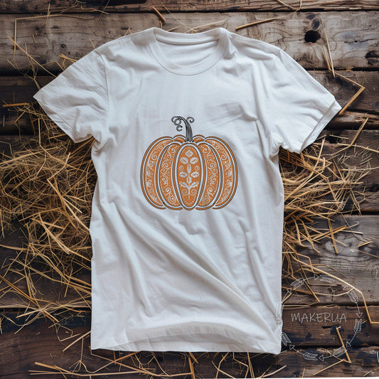 T-shirt pumpkin halloween autumn farm style white black tee shirt print gift birthday