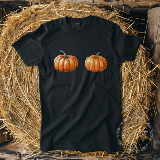 T-shirt pumpkin halloween autumn farm style white black tee shirt print gift birthday