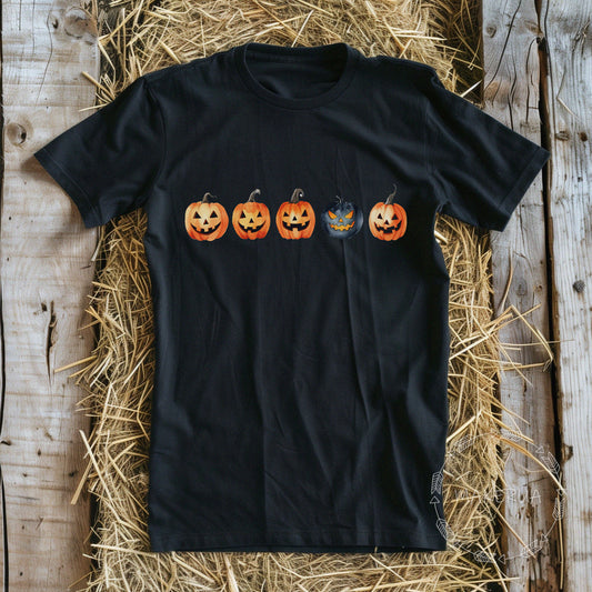 T-shirt pumpkin halloween autumn farm style white black tee shirt print gift birthday