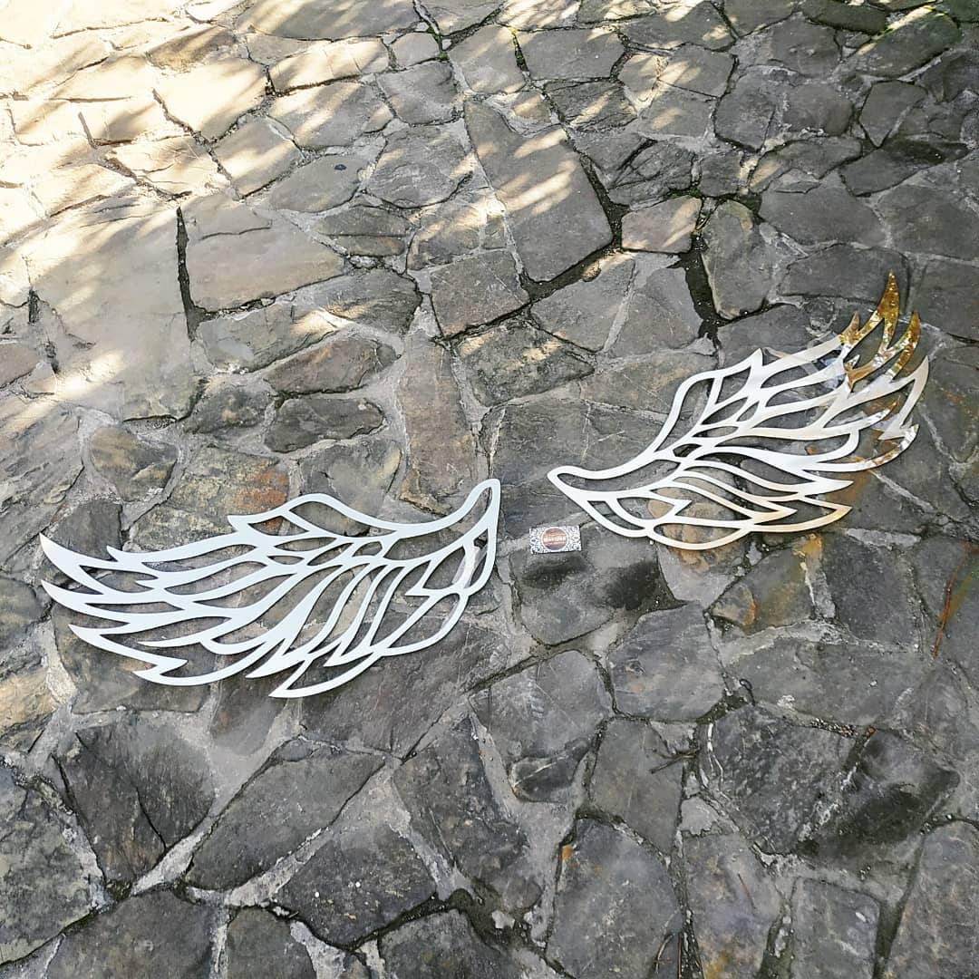 Wings angel silver gold wall art backdrop decorations baby girl boy shower party birthday