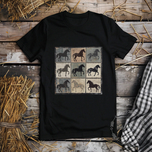 T-shirt horse mustang racing race white cotton tee shirt print gift birthday