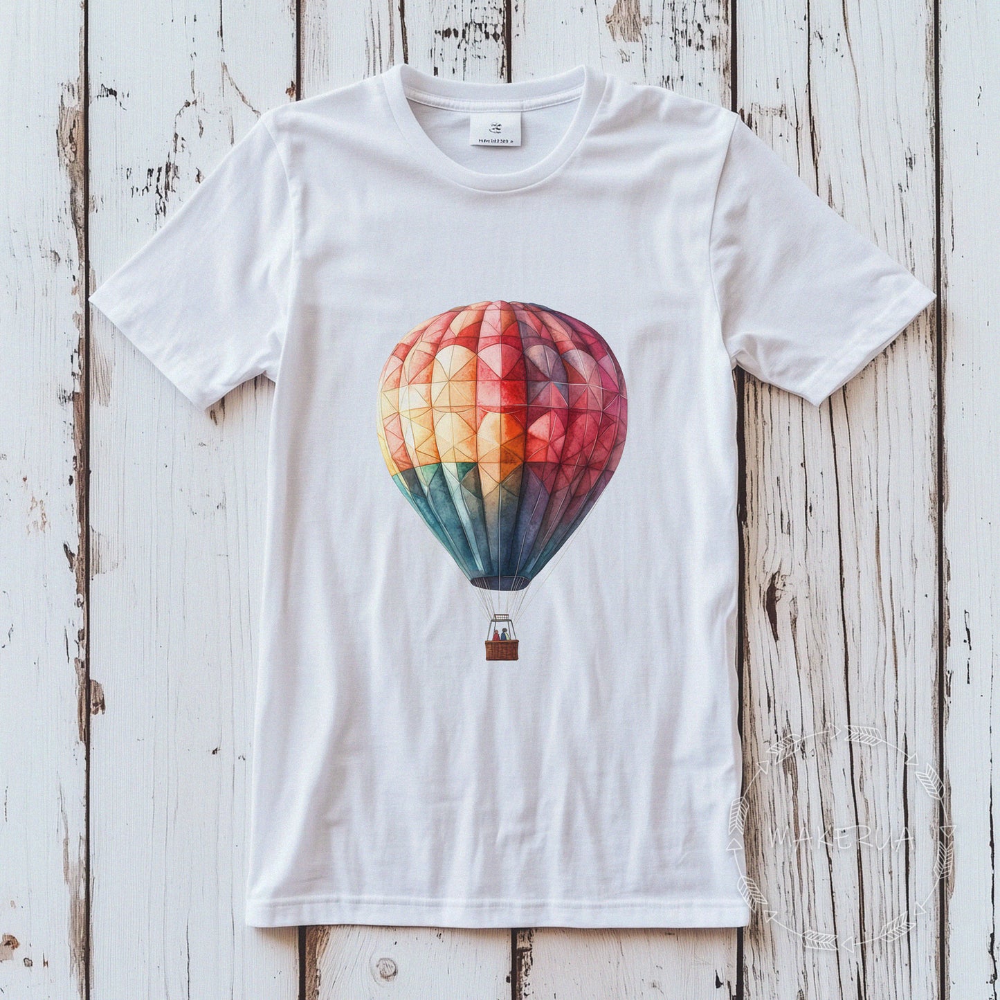 T-shirt print hot air balloon black white cotton tee shirt gift birthday