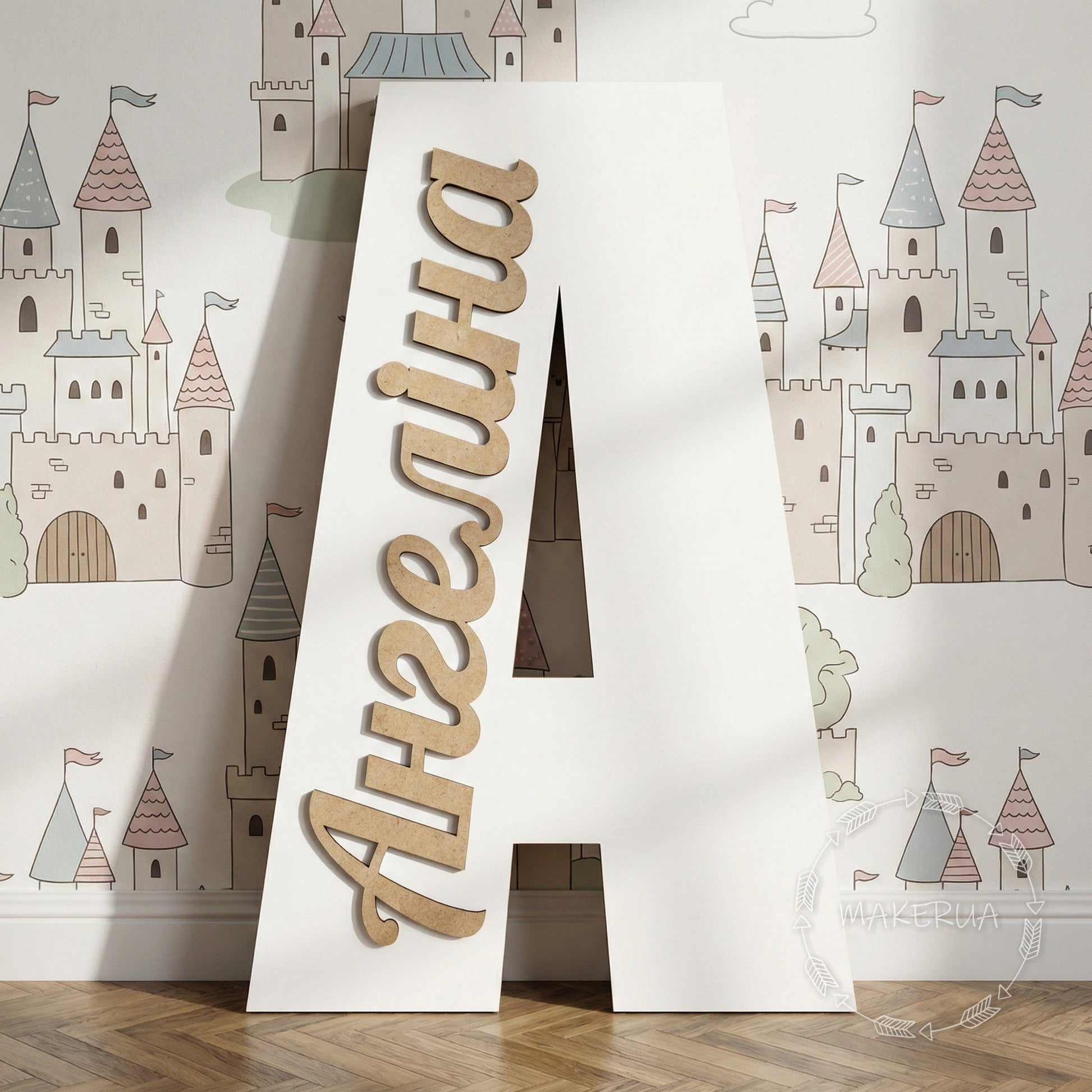 Personalized Large Letter with Name Custom Wood Monogram Decor 1st Birthday Number Sign Nursery Marquee Baby Wedding Large 3D Wall Initial - MakerUA