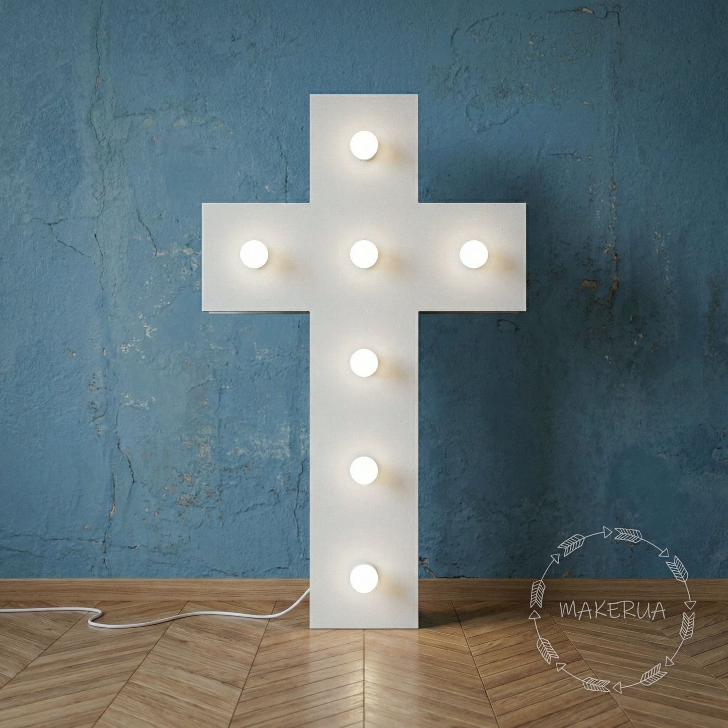 Marquee Cross Baptism Christening Holy Communion Birthday Party LED Sign Light Up Neon Backdrop Prop Baby Nursery Event Saint Booth Decor - MakerUA