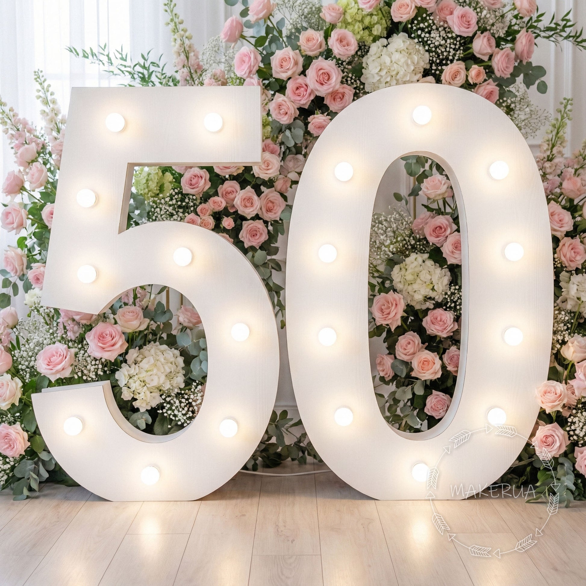 Giant Light Up Numbers 50 50th Birthday Decoration White Marquee Letters Party LED Bulbs