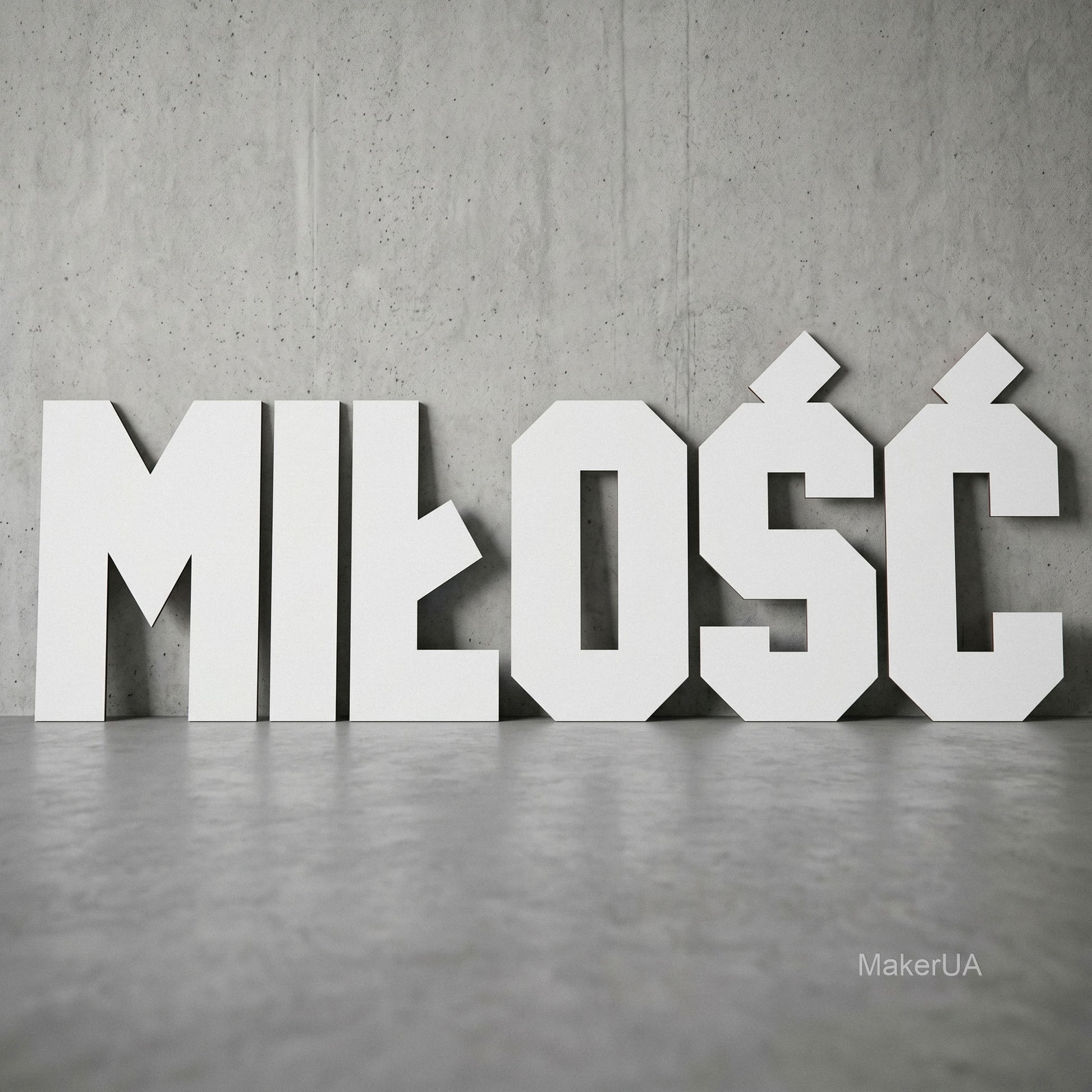 White letters MIŁOŚĆ without stand - MakerUA