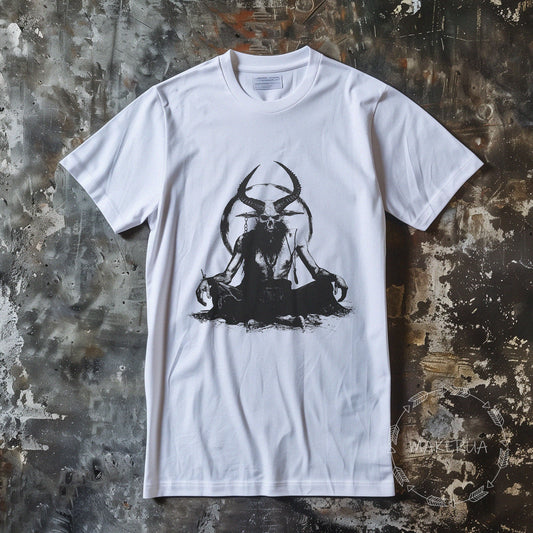 T-shirt demon devil occultism punk ritual white black cotton tee shirt print gift birthday