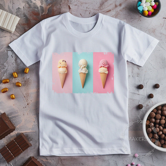 T-shirt ice cream sweet cake candy bar white cotton tee shirt print gift birthday