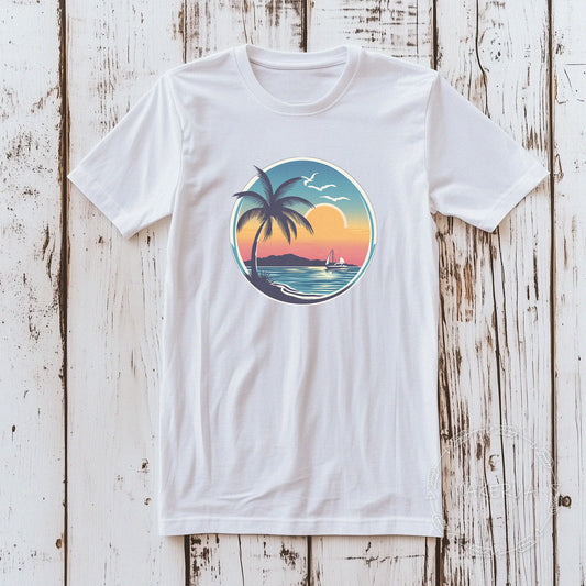 T-shirt maldives island beach white cotton tee shirt print gift birthday