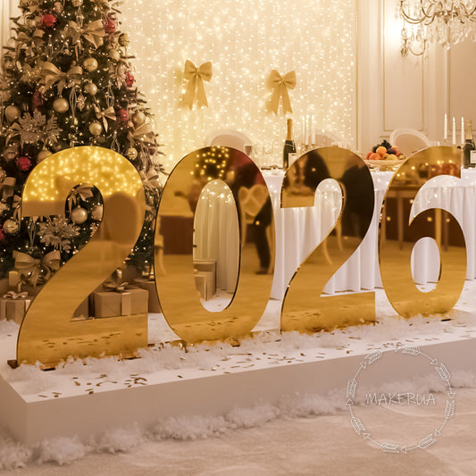 Mirror Gold Numbers Birthday party 2026 new year decorations acrylic decor marquee letters large lifesize event castle backdrop custom props
