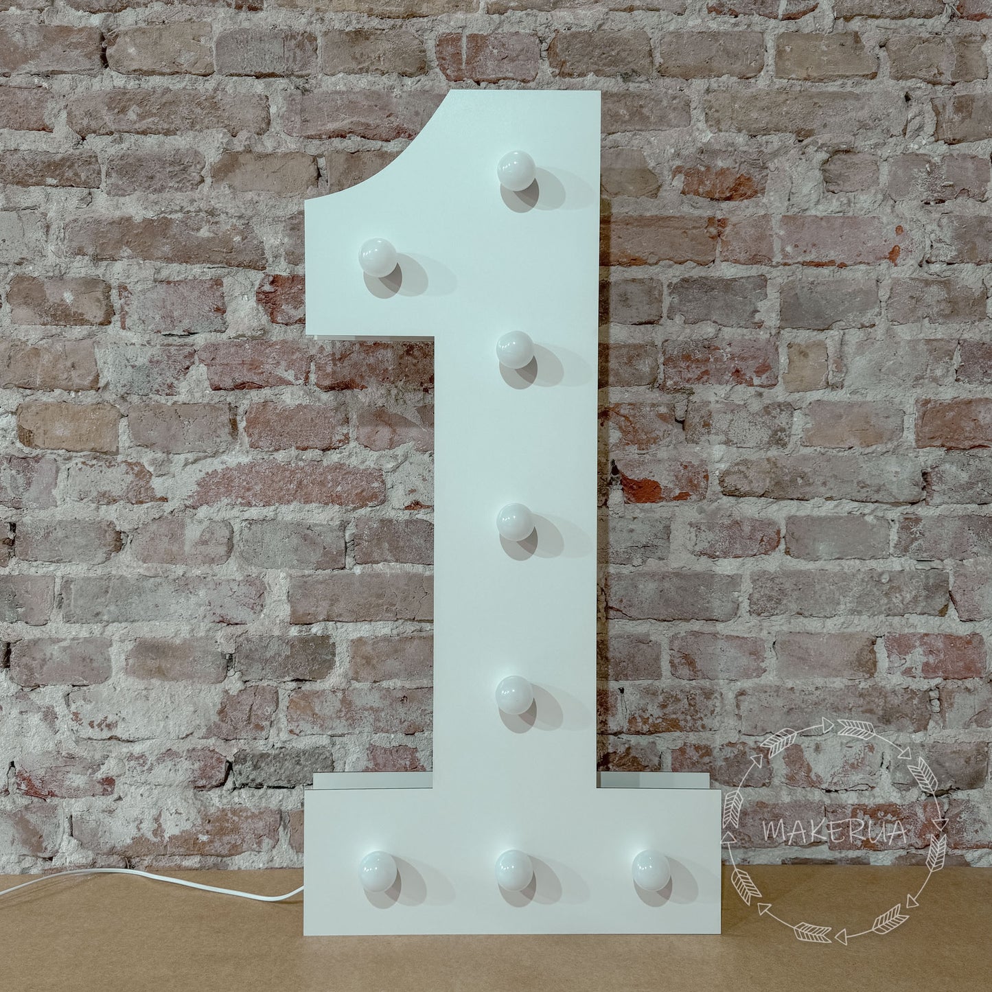 Number 1 One 1st First birthday 1m (3.3ft) + LED Light Bulbs marquee numbers neon sign backdrop white decoration large giant big party props decor NHW1