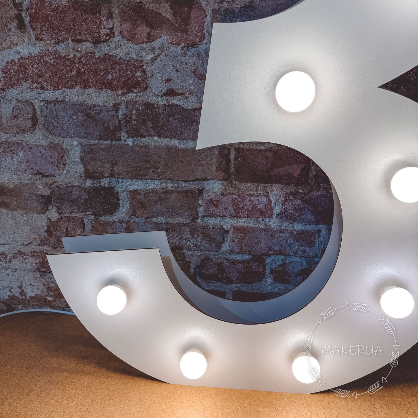 Number 3 Three birthday 1m (3.3ft) + LED Light Bulbs marquee numbers neon sign backdrop white decoration large giant big party props decor NHW3