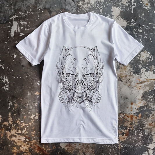 T-shirt gas mask spray paint radiation white cotton tee shirt print gift birthday